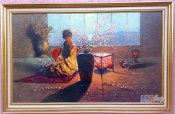 Pillangókisasszony, keretezett festmény repro