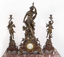 XIX. századi francia kandalló óra gyertyatartókkal