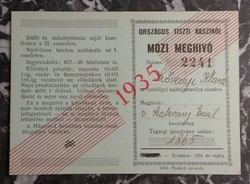 Mozi meghívó - 1935 - Meghívó: Vitéz Szakváry Emil kaszinótag