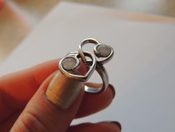 Valódi, természetes rózsakvarc ezüst gyűrű