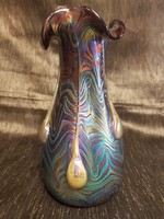 Magnificent Blown Art Nouveau Iridescent Glass Vase with Beautiful Colors