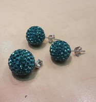 Swarovski kristály EZÜST SZETT türkiz színű kövekkel ( medàl + fülbevaló ) magyar fémjeles