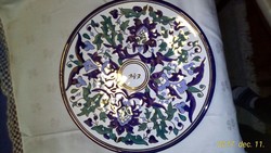 Hatalmas, arab?/perzsa? fényes mázú, kézi festésű  gyönyörű, 32 cm-es  kerámia dísztál, falitál, tál