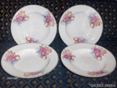 Wonderful antique, rosy porcelain deep plate - 4 pieces together