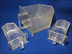 Régi üveg fűszertartó fiók , 3 darab 