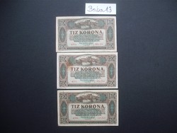 3 darab 10 korona 1920 LOT !!! 
