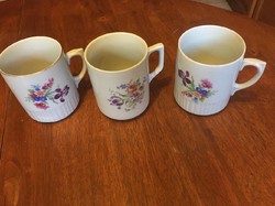 3 db antik, régi szép Zsolnay iriszes és tulipános bögre, csésze