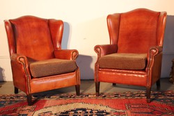 ​Gyönyörű antik chesterfield füles bőr fotelek párban!