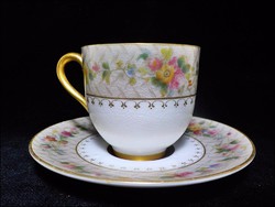 Antik gyűjteményes aranyozott kézzel festett Royal Worcester  csésze + alátét
