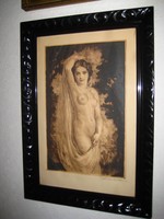 Prihoda  István   szép  rézkarca  eredeti keretben ,faragott fa,26x40 cm + keret