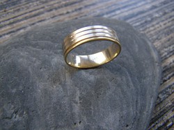 NŐI ARANYGYŰRŰ, arany gyűrű, karikagyűrű ,57-58-as méret, 14 karátos, 3,7 gramm, bicolor