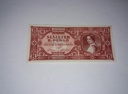 Százezer B.-Pengő 1946-os Hajtatlan  bankjegy !! 