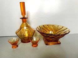KIÁRUSÍTÁS! Borostyán színű antik üveg készlet