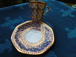 BEJARONG-dombor színes zománc és arany díszítéssel-csésze alátéttel-8 cm