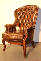 Gyönyörű chesterfield antik barokk bőr fotel!