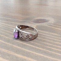 Régi kézműves ezüst gyűrű turmalin kővel
