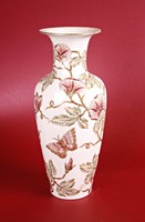 HATALMAS Zsolnay hajnalka mintás, pillangós váza (34,5 cm magas)