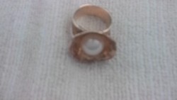 Israeli silver-gold ring with pearls