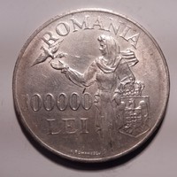 Hatalmas román ezüst 100 000 lei 1946.  25 g. 