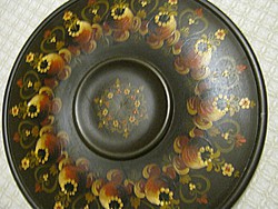  Kézzel festett virágmintás fa tányér falitányér 37 cm