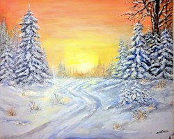 Téli fények  - kortárs festmény