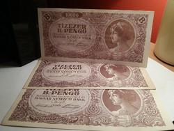 Tizezer B.-Pengő 1946-os,3 db nagyon szép,ropogós bankjegyek !! 