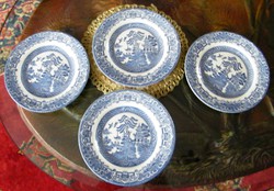 4 db fűzfa mintás kék angol süteményes tányér