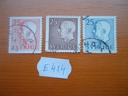 SVÉDORSZÁG 25 ŐRE 3 DB 1951-  King Gustaf VI Adolf  E414