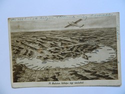 Régi képeslap:Balaton látképe légi távlatból.