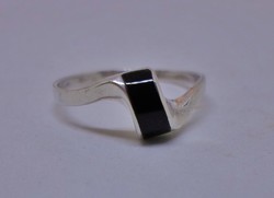 Gyönyörű régi art deco onixköves ezüstgyűrű