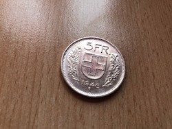 1948 svájci ezüst 5 frank 15 gramm 0,835