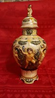 Szecessziós Capodimonte olasz porcelán fedeles váza