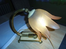 Szépséges art deco réz asztali lámpa tulipán búrával