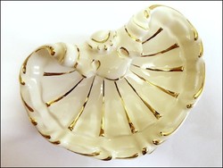 Zsolnay kagyló formájú ( nagy kagyló),porcelán, 18 karátos arannyal aranyozott  névjegykártya tartó 