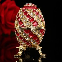 Fabergé tojás orosz arany-piros fém borítással kristállyal