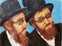 Bánfi - "Két rabbi!" - olajfestmény - emberek - portré 59