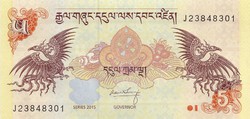  Bhután 5 Bhutáni ngultrum 2015 UNC