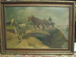 Nagyméretű lovas kép - Szerintem tiszai hajóvontatók