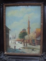 Orientalista tájkép Jelzett  Keleti utcakép