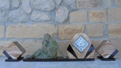 Antique art deco geo maxim sculptural clock mother with child set