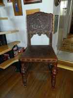 Antik barokk bőr faragott szék - több is van belőle...