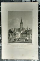 L. Rohbock - Evang. Szentegyház Nagy-Szebenben - J.M. Kolb - acélmetszet - 19. század