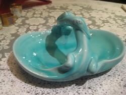 Zsolnay  kék,   sárkány gyíkos  asztal közép  27x 22 cm 