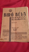 Biró Béla Árjegyzék - 1929
