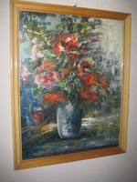Virág csendélet  olaj vászon  , szignós  40 x 54  + keret