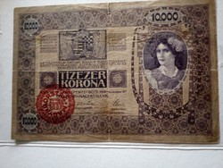 1918-as 10000 Korona Magyarország Felülbélyegzés
