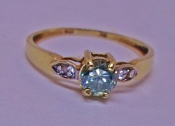 Szép valódi  0,3ct  Moissanite gyémánt aranygyűrű 3nap!