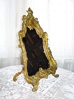 Angyalkás barokk stílusú réz asztali tükör