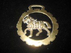 English bronze horse tool, leather belt ornament