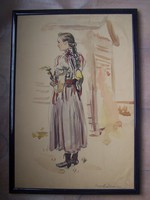 Barta Mária (1897 - 1989): girl in folk costumes